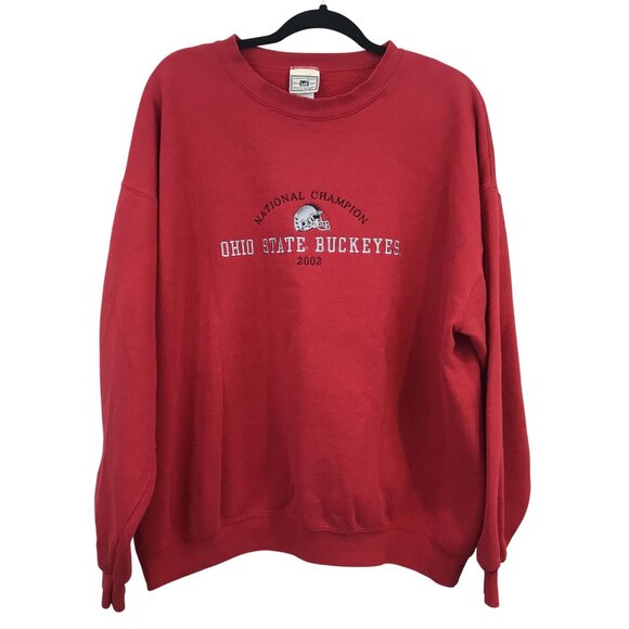VTG Ohio State Buckeyes 2002 National Champion Red Sweatshirt XL Lee Heavyweight - Picture 1 of 5